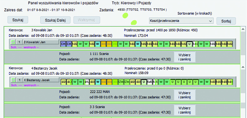 wyszukiwarka kierowców i pojazdów